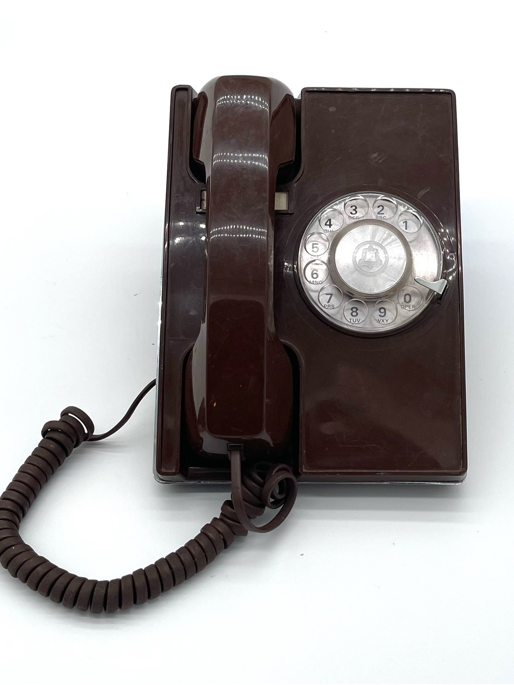Western Electric Rotary Wall Desk Phone Brown Bell System 1980s Right Dial Vtg